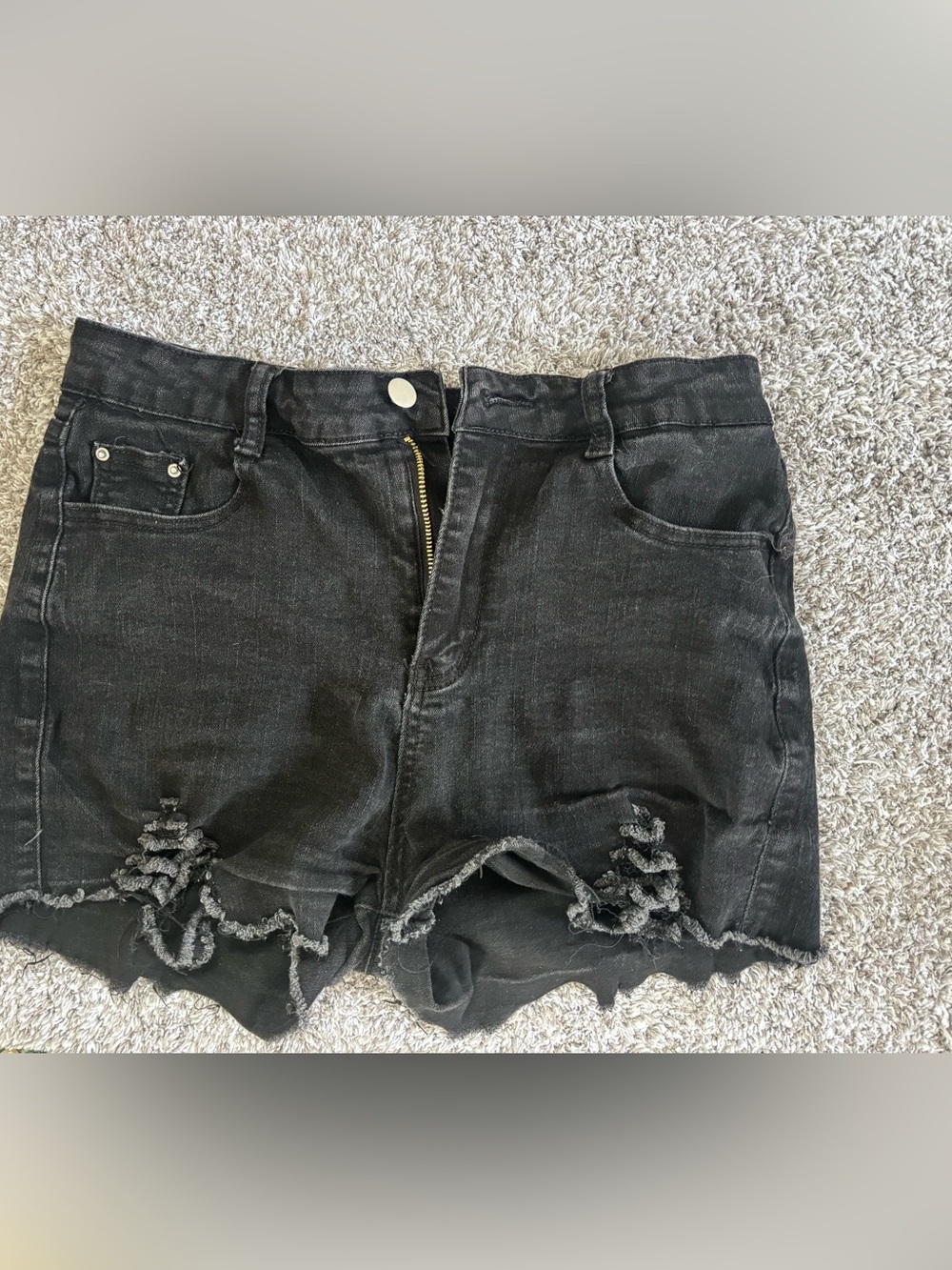 Shein Distressed Black Shorts